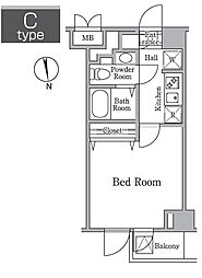 RESIDIA西小山 1Kの間取図画像