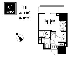 レジディア大森3 1Kの間取図画像