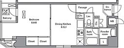 RESIDIAIRIYA 1LDKの間取図画像