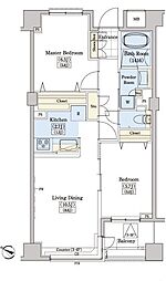 レジディアタワー上池袋パークサイド 2LDKの間取図画像