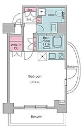 レジディア麻布十番2 ワンルームの間取図画像