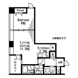 レジディアタワー麻布十番 1LDKの間取図画像