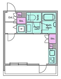 レジディアイチガヤ ワンルームの間取図画像