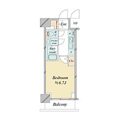 ドゥーエ新横浜 1Kの間取図画像