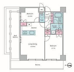 レジディア杉並方南町 2LDKの間取図画像
