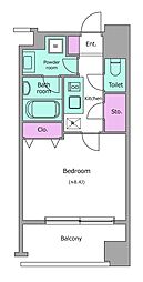 レジディア築地 1Kの間取図画像