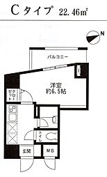 レジディア東品川 1Kの間取図画像