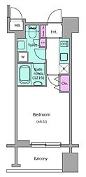 レジディア築地 1Kの間取図画像