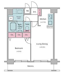 レジディア新川 1LDKの間取図画像