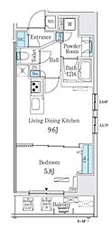 RESIDIA大手町北 1LDKの間取図画像