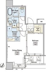 レジディアタワー上池袋タワーサイド 1LDKの間取図画像
