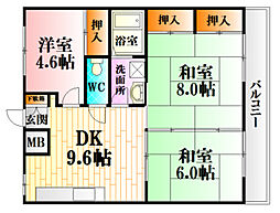 コンフォート可部 3DKの間取図画像