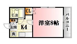 観ビル 1Kの間取図画像