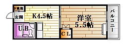 アメニティM・カネイチ 1Kの間取図画像