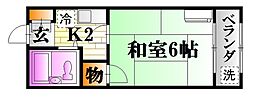 長山コーポラス 1Kの間取図画像
