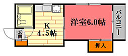 中島ビル 1DKの間取図画像