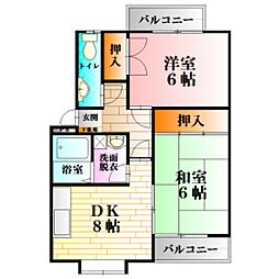 Michiroom可部南 2DKの間取図画像