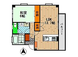 ハイムケン壱番館 1LDKの間取図画像