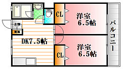 ブルーヒルズ 2DKの間取図画像