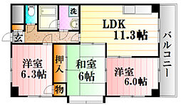 ハイタウン堀田 7階3LDKの間取り