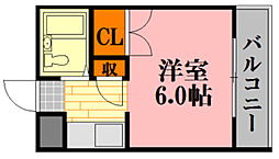 グリーンハイツ落合1 ワンルームの間取図画像