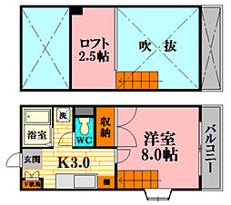 レジデンス山岡 1Kの間取図画像