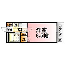 第二山田ビル 1Kの間取図画像