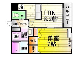 レジデンスフジ2 1LDKの間取図画像