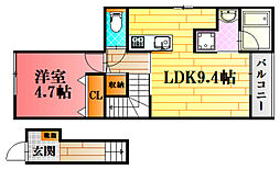 トラストコート2番館 1LDKの間取図画像