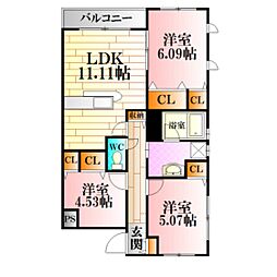 ビータス千代田2 2SLDKの間取図画像