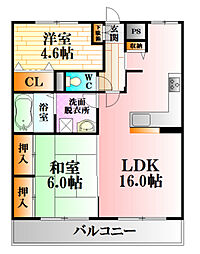 コンフォート可部 2LDKの間取図画像