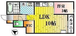 エスリーB棟 1LDKの間取図画像