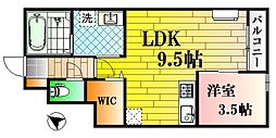 エスリーB棟 1LDKの間取図画像