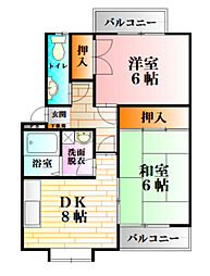 Michiroom可部南 2DKの間取図画像