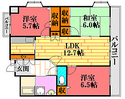 ベルドミール・U 3LDKの間取図画像