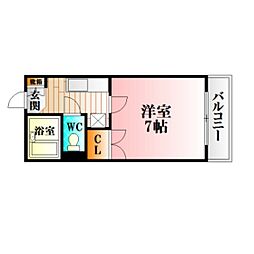 わかさやビル 1Kの間取図画像