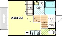 ロゼ　オルテンシア 102 1階ワンルームの間取り