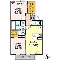 アリエッタ2 2LDKの間取図画像