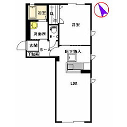 シャーメゾン牛神A 1LDKの間取図画像