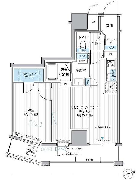 栖-すみか-浅草蔵前 802｜東京都台東区駒形１丁目(賃貸マンション1LDK・8階・43.37㎡)の写真 その2