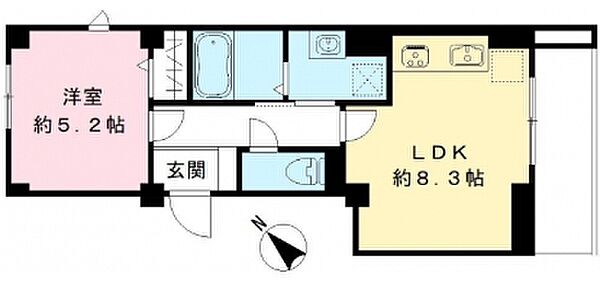 フォーリーフクローバー神楽坂 401｜東京都新宿区市谷船河原町(賃貸マンション1LDK・4階・34.80㎡)の写真 その2