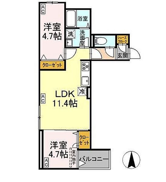 グラナーデ東尾久II 302｜東京都荒川区東尾久４丁目(賃貸アパート2LDK・3階・46.58㎡)の写真 その2