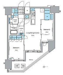 ルフォンプログレ田原町 2LDKの間取図画像