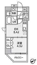 カバナ浅草橋 1DKの間取図画像