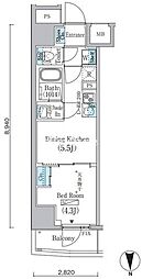 プライムブリス上野元浅草 1DKの間取図画像