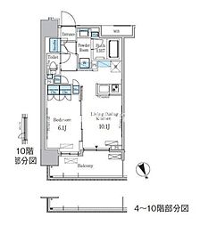 ParkAxis浅草・田原町 1LDKの間取図画像