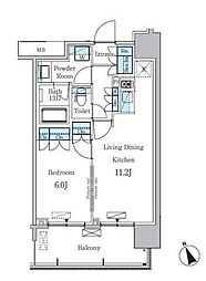 ParkAxis浅草・田原町 1LDKの間取図画像