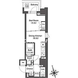 ミリアレジデンス浅草駒形 1DKの間取図画像