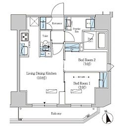 アーバネックス上野 2LDKの間取図画像