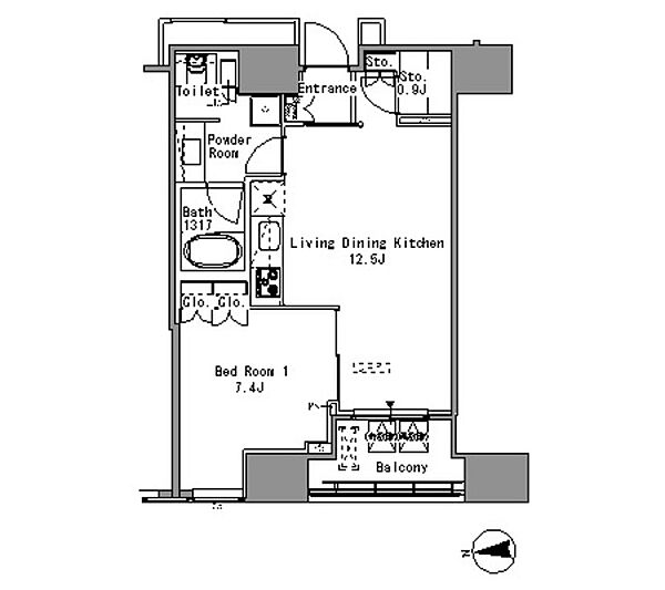 ホワイトタワー浜松町 903｜東京都港区浜松町１丁目(賃貸マンション1LDK・9階・47.39㎡)の写真 その2